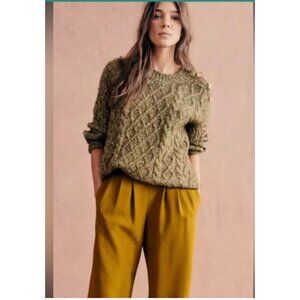 Sézane James jumper twisted Knit chunky sweather Wool Blend Olive Green - XL